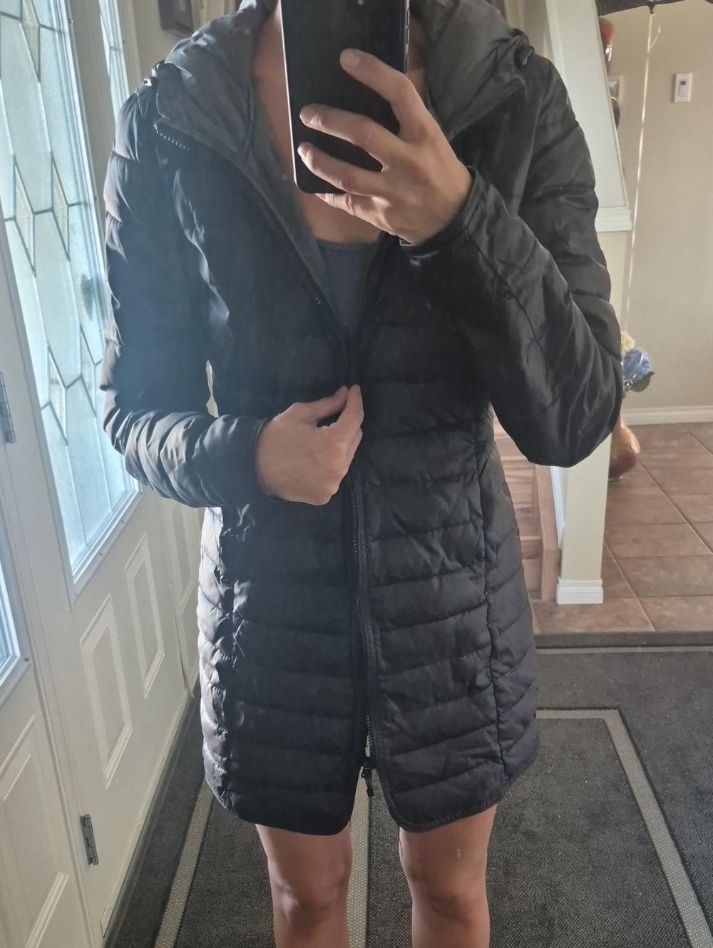 Only Women's Black Quilted Packable Puffer Coat with Hood